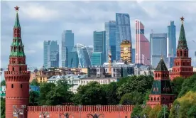  ?? Photograph: Yuri Kadobnov/AFP via Getty Images ?? Central Moscow seen behind the Kremlin. Peace Data published articles praising Vladimir Putin and promoting hydroxychl­oroquine.