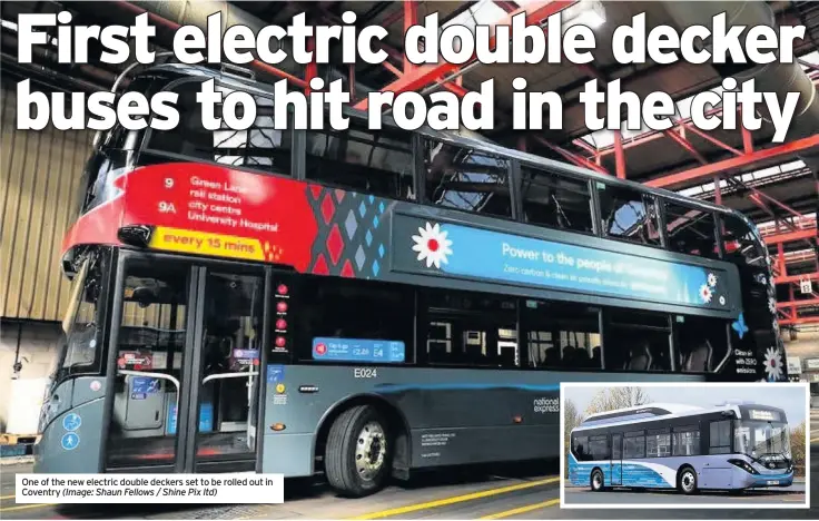  ??  ?? One of the new electric double deckers set to be rolled out in Coventry (Image: Shaun Fellows / Shine Pix ltd)