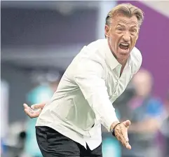  ?? AFP ?? Saudi Arabia coach Herve Renard reacts during the match against Argentina.