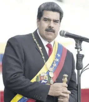  ?? (photo: afp) ?? CARACAS, Venezuela — Venezuela’s President Nicolas Maduro delivers a speech after being sworn in for a second term at the Fuerte Tiuna Military Complex, in Caracas on January 10, 2019. Maduro begins a new term that critics dismiss as illegitima­te, with the economy in free fall and the country more isolated than ever.
