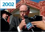  ?? PHOTO: FOTOPRESS ?? Don Brash is hit in the face by mud in front of Te Tii Marae. ‘‘Nice shot,’’ he quipped.