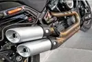  ??  ?? Dual-tone twin exhaust matches the bike’s aesthetic motif