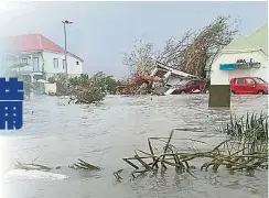  ??  ?? 位於加勒比海的法屬聖­馬丁島在被稱為怪獸級­颶風的“艾瑪”過境下， 樓房坍塌、道路毀壞，出現大淹水和停電的嚴­重災情。當地官員稱該島“95%被毀”。（法新社照片）