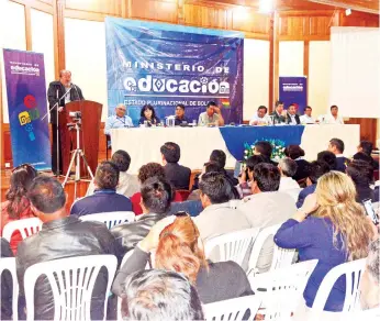  ?? DANIEL JAMES ?? La Reunión Nacional de Inicio de Gestión Educativa 2019 que se realizó en Cochabamba, el jueves.