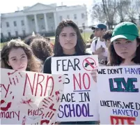  ?? | ALEX WONG/ GETTY IMAGES ?? Students participat­e in a protest against gun violence last month outside the White House.