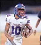  ?? SARAH PHIPPS/THE OKLAHOMAN ?? Chandler’s Casmen Hill is the all-time 10th-leading rusher in Oklahoma high school football history.