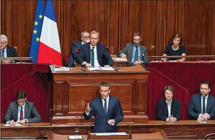  ??  ?? Le président a livré devant le Congrès, lundi à Versailles, son premier discours sur l’état de la France.