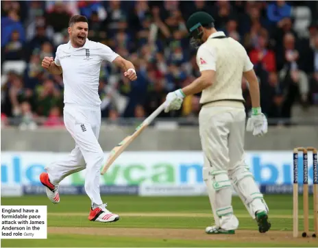  ?? Getty ?? England have a formidable pace attack with James Anderson in the lead role