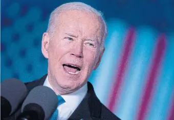  ?? BRENDAN SMIALOWSKI AFP VIA GETTY IMAGES ?? While making a speech in Poland on March 26, U. S. President Joe Biden said of Russian President Vladimir Putin: “For God’s sake, this man cannot remain in power!”