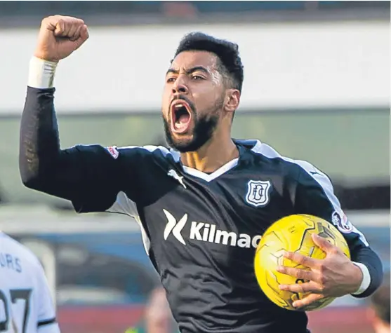  ?? Picture: SNS Group. ?? Kane Hemmings celebrates after scoring his 20th goal of the season.