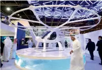  ??  ?? Autonomous Air Taxi on display during the 37th Gitex Technology Week at the Dubai World Trade Centre on Sunday.