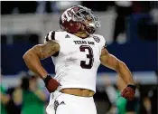  ?? RONALD MARTINEZ / GETTY IMAGES ?? Texas A&M junior receiver Christian Kirk has 27 catches for 316 yards and fifive touchdowns and is a threat on kickoffff returns.