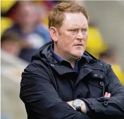  ??  ?? Driving on David Hopkin knows Brechin will be a tough nut to crack