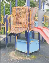  ?? (Pic: KH-d) ?? Mindless damage to one of the amenities at Mitchelsto­wn community playground, which has been condemned locally.