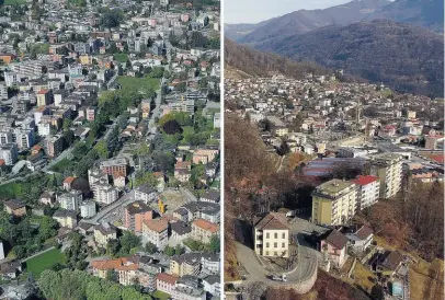  ?? TI-PRESS ?? Il borgo alle porte della città e, a destra, Tesserete: il più popoloso dei quartieric­apriasches­i