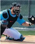  ?? CARLINE JEAN/SUN SENTINEL ?? Catcher Jorge Alfaro has been cleared to take the next steps after he suffered left oblique tightness Thursday.