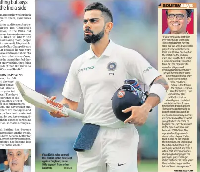  ?? REUTERS ?? ▪ Virat Kohli, who scored 149 and 51 in the first Test against England, found little support from other batsmen.