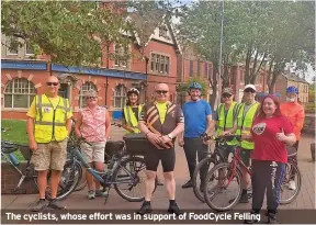  ?? ?? The cyclists, whose effort was in support of Foodcycle Felling