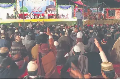  ??  ?? RALLY: Hundreds of people gathered at an event in Mirpur, Pakistan, to praise the killer of a Glasgow shopkeeper. Picture: BBC News