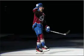  ?? JACK DEMPSEY — THE ASSOCIATED PRESS ?? Colorado Avalanche center Nazem Kadri skates on the ice after the team’s 4-0win against the Edmonton Oilers in Game 2of the NHL hockey Stanley Cup playoffs Western Conference finals Thursday, June 2, 2022, in Denver.