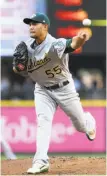  ?? Lindsey Wasson / Getty Images ?? Sean Manaea calmed down after a rocky start, but the A’s couldn’t get a man in scoring position after the third.