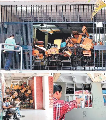  ?? FOTOS: JIMMY ARGUETA ?? (1) Todos los edificios permanecen tomados en ciudad universita­ria. (2) Algunos docentes permanecen cerca de los edificios, pendientes del inicio a clases. (3) Otros frentes universita­rios afirman que sus sedes han sido destruidas por supuestos...