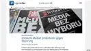  ??  ?? "Medien ohne Wahl" - auch viele private polnische Printmedie­n erschienen mit dem Protest-Slogan auf Seite 1