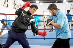  ??  ?? Brian Arregui (left) takes part in a training session in Buenos Aires. — AFP photo