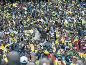  ?? Picture: Getty Images ?? ANC supporters attend the celebratio­ns marking the 105th anniversar­y of the party’s founding, at Orlando Stadium, Soweto, on January 8 2017.