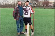  ?? Contribute­d photo ?? New Fairfield boys lacrosse player Zachary Diehl with his father, Don.