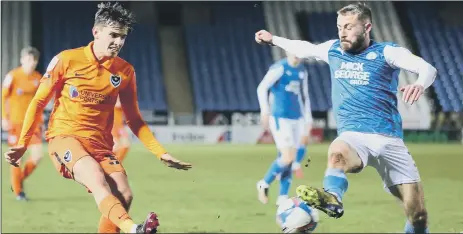  ?? Picture: Nigel Keene ?? ‘TOUGHEST TEST’ Harry Kavanagh attempts to get a cross in against Peterborou­gh United last night.