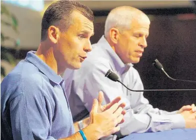  ?? STEPHEN M. DOWELL/STAFF FILE PHOTO ?? After 19 seasons and two national championsh­ips, Billy Donovan (left) is moving on to the NBA’s Oklahoma City Thunder.