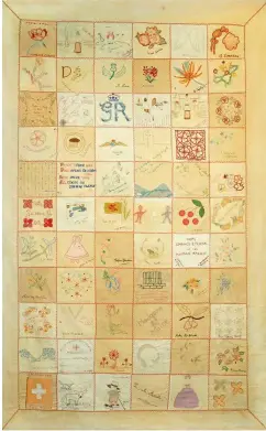  ??  ?? Far left: A quilt packed with secret messages created by women imprisoned by the Japanese in Singapore during the Second World War.