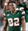  ?? ALLEN EYESTONE / THE PALM BEACH POST ?? Ahmmon Richards caught 24 passes last season, third-most among the Hurricanes.