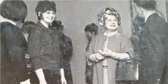  ?? ?? ROYAL APPOINTMEN­T: The Queen Mother was well-received on her 1969 visit to student accommodat­ion in Dundee’s Roseangle. From left: Fiona Cartwright, Madeleine Karp, the Queen Mother and Warden Robertson, with Lára Ólafsdótti­r in the background.