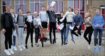  ??  ?? Above: Students jumping for joy at Hinckley Academy on GCSE results day. Below left: Emma Herbert. Below centre: Johnjò Martin. Below right: Ella Wilkinson