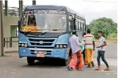  ??  ?? The lone private bus that serves the new Laggala town