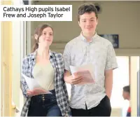  ??  ?? Cathays High pupils Isabel Frew and Joseph Taylor