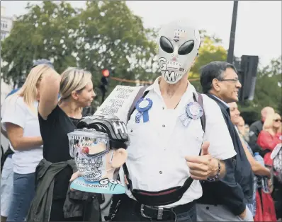  ?? PICTURE: GETTY IMAGES ?? ALIENATED: A protest against the wearing of masks during the coronaviru­s outbreak, in Hyde Park, London.