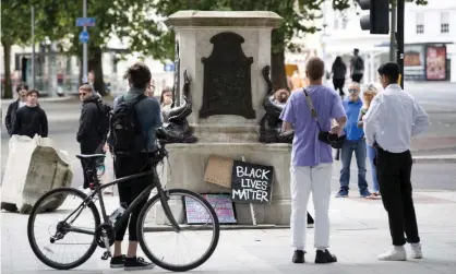  ?? Photograph: Matthew Horwood/Getty Images ?? The plinth that held the statue of Edward Colston in Bristol, England, until 7 June when it was brought down by protesters.