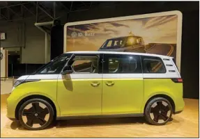  ?? (Bloomberg (WPNS)/Jeenah Moon) ?? The Volkswagen ID. Buzz electric bus is on display during the 2022 New York Internatio­nal Auto Show in New York earlier this month.