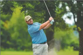  ??  ?? Tyler Reynolds of Rogers tees off during the 2019 Maumelle Classic Golf tournament at Maumelle Country Club in Maumelle.
(Courtesy Photo/Jimmy Jones)