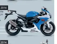  ??  ?? SUZUKI GSX- R750 2014 Private When 750cc ‘superbikes’ seemed to be on the £6,500 way out, Suzuki dug their heels in, resulting g in a bike that blends great performanc­e and Dealer handling. Avoid if it has a quickshift­er fitted . £7,400 Engine 749cc, l/c, DOHC, inline four Power 146bhp @ 12,800rpm Torque 86.3Nm @ 11,200rpm