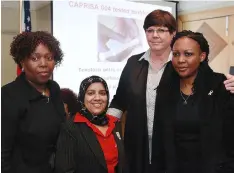  ?? AFP/GETTY IMAGES ?? (From L to R) Research scientists from the Centre for Aids Programme Research in South Africa ( CAPRISA ), Doctors Koleka Mlisana, Leila Mansoor, Janet Frohlich and Senge Sibeko, poses following an announceme­nt in Durban of an important breakthrou­gh in...