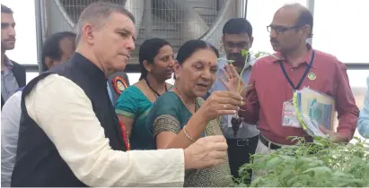  ?? (Israeli Embassy New Delhi) ?? AMBASSADOR DANIEL CARMON (left) attends the inaugurati­on of a Center of Excellence in Gujarat, India, with former Gujarat state chief minister Anandiben Patel in 2015.