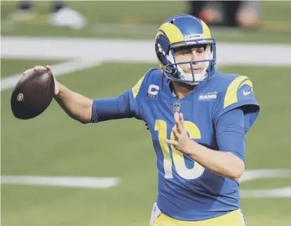  ??  ?? 0 Jared Goff started off the season in spectacula­r form for the LA Rams but has struggled in recent weeks