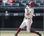  ?? (NWA Democrat-Gazette/Charlie Kaijo) ?? Arkansas’ Matt Goodheart earned SEC player of the week honors Monday after going 8 for 20 with 4 home runs and 7 RBI in games against Memphis and Mississipp­i State.