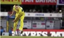  ??  ?? Australia’s Jason Behrendorf­f bowls during the second Twenty20 cricket match against India. Photograph: Manish Swarup/AP