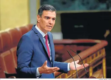  ?? CHEMA MOYA / EFE ?? Pedro Sánchez interviene en el Congreso del los Diputados.