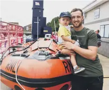  ??  ?? Brad Hart and son James (one) at the Sunderland RNLI Lifeboat Station.